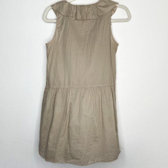 Hache Italy Sleeveless Tan Cotton Mini Ruffle Sheath Dress Large - Picture 7 of 11